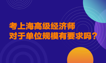 考上海高級經(jīng)濟師，對于單位規(guī)模有要求嗎？