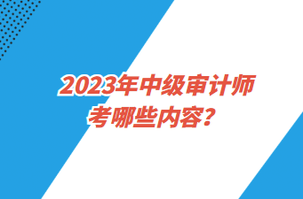 2023年中級審計(jì)師考哪些內(nèi)容？