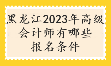 黑龍江2023年高級會(huì)計(jì)師有哪些報(bào)名條件