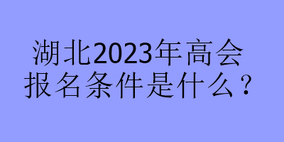 湖北2023年高會報名條件是什么？