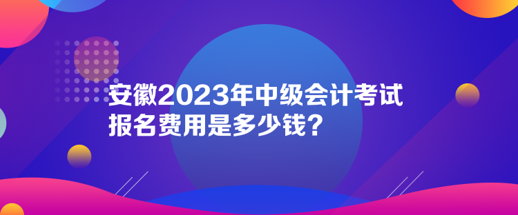 安徽2023年中級會計考試報名費用是多少錢？