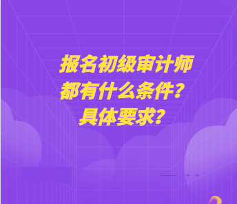 報(bào)名初級(jí)審計(jì)師都有什么條件？具體要求？