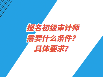 報名初級審計師需要什么條件？具體要求？