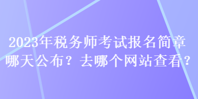 2023年稅務(wù)師考試報(bào)名簡章哪天公布？去哪個(gè)查看？