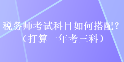 稅務師考試科目如何搭配？（打算一年考三科）