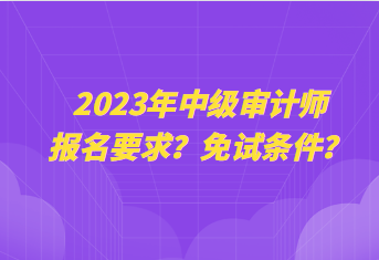 2023年中級審計師報名要求？免試條件？