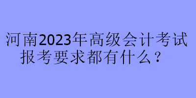 河南2023年高級(jí)會(huì)計(jì)考試報(bào)考要求都有什么？