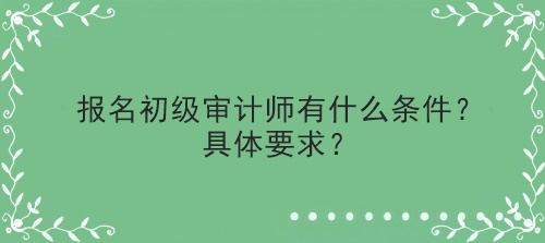 報(bào)名初級審計(jì)師有什么條件？具體要求？