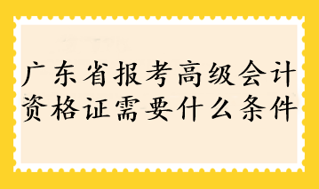 廣東省報(bào)考高級會(huì)計(jì)資格證需要什么條件