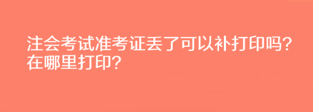 注會考試準考證丟了可以補打印嗎？在哪里打??？