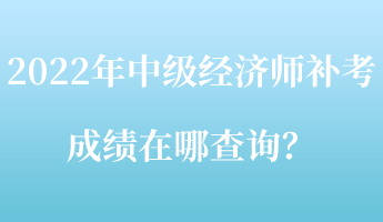 2022年中級經(jīng)濟師補考成績在哪查詢？