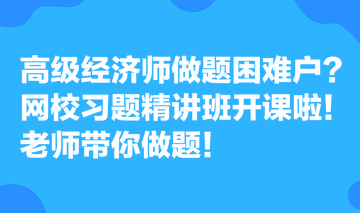 高級(jí)經(jīng)濟(jì)師做題困難戶？網(wǎng)校習(xí)題精講班開(kāi)課啦！老師帶你做題！