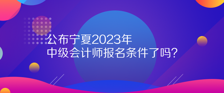 公布寧夏2023年中級(jí)會(huì)計(jì)師報(bào)名條件了嗎？