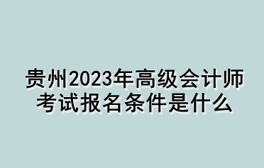 貴州2023年高級會計(jì)師考試報(bào)名條件是什么