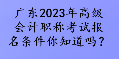 廣東2023年高級(jí)會(huì)計(jì)職稱考試報(bào)名條件你知道嗎？