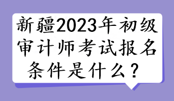 新疆2023年初級審計師考試報名條件是什么？