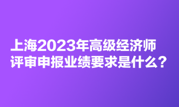 上海2023年高級經(jīng)濟(jì)師評審申報(bào)業(yè)績要求是什么？