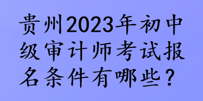 貴州2023年初中級審計(jì)師考試報名條件有哪些？