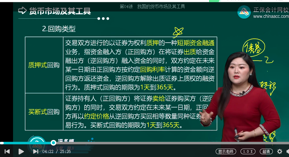 中級(jí)經(jīng)濟(jì)師《金融》試題回憶：買斷式回購(gòu)的概念