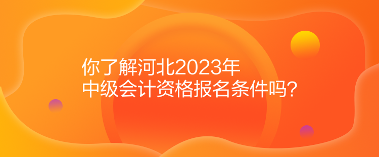 你了解河北2023年中級(jí)會(huì)計(jì)資格報(bào)名條件嗎？