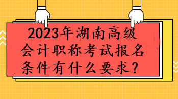 2023年湖南高級(jí)會(huì)計(jì)職稱考試報(bào)名條件有什么要求？