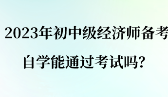 2023年初中級(jí)經(jīng)濟(jì)師備考 自學(xué)能通過考試嗎？