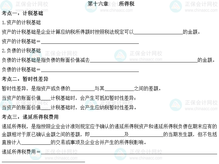 【默寫本】2023中級會計實(shí)務(wù)填空記憶——第十六章 所得稅