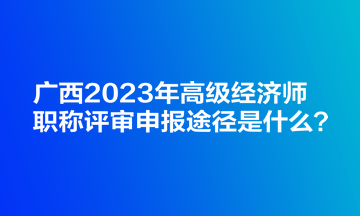 廣西2023年高級經(jīng)濟師職稱評審申報途徑是什么？