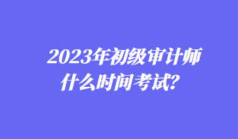 2023年初級審計師什么時間考試？