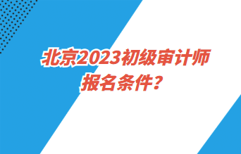 北京2023初級(jí)審計(jì)師報(bào)名條件？