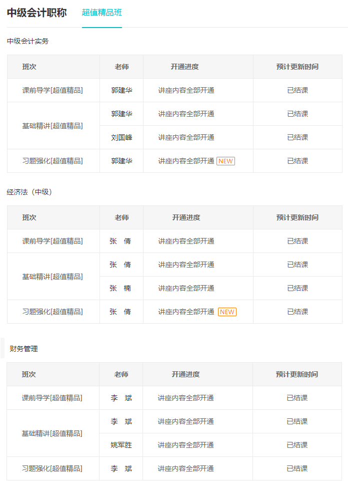 超值精品班-習題強化課程已經(jīng)全部開通