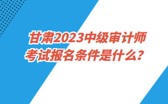 甘肅2023中級(jí)審計(jì)師考試報(bào)名條件是什么？