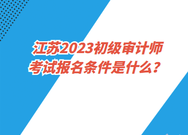 江蘇2023初級(jí)審計(jì)師考試報(bào)名條件是什么？