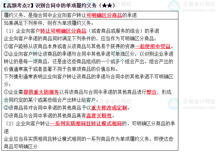 2023《中級會計實務》高頻考點：識別合同中的單項履約義務（★★）