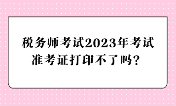 稅務(wù)師考試2023年考試準(zhǔn)考證打印不了嗎？