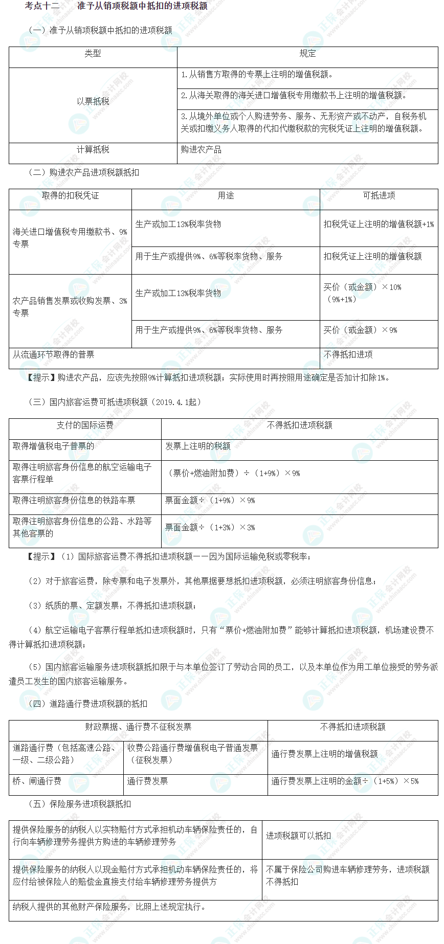 2023注會《綜合階段》必背考點十二：準(zhǔn)予從銷項稅額中抵扣的進(jìn)項稅額