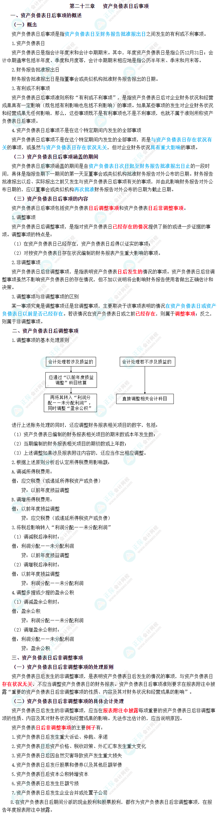 2023年中級(jí)會(huì)計(jì)職稱《中級(jí)會(huì)計(jì)實(shí)務(wù)》三色筆記第二十三章：資產(chǎn)負(fù)債表日后事項(xiàng)