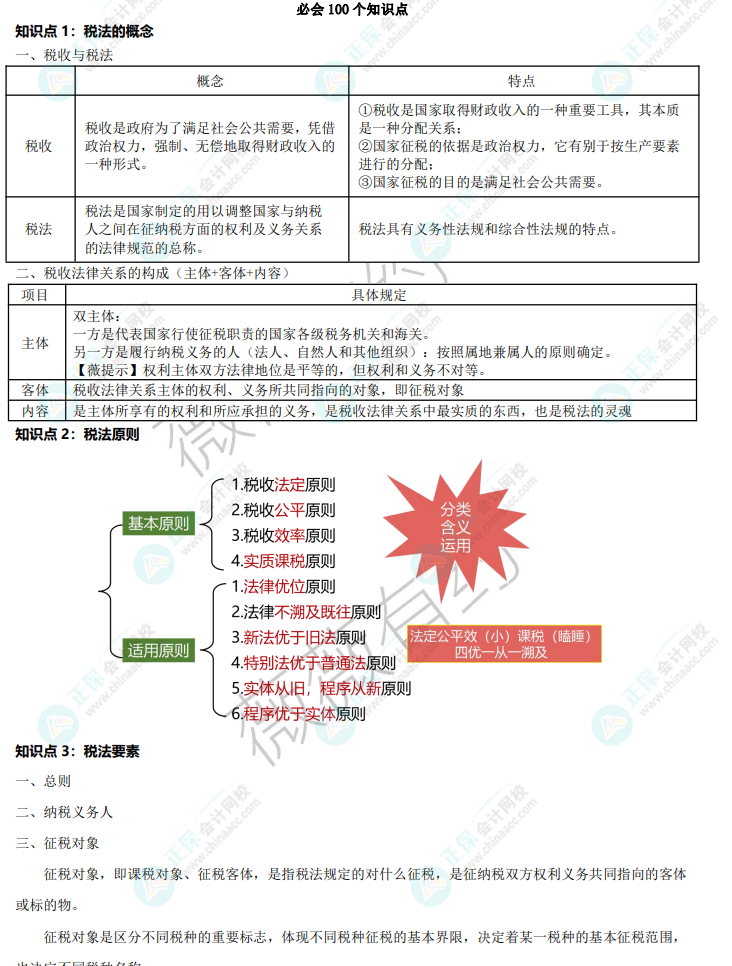 李小薇老師：注會《稅法》考前必會100個知識點來啦！