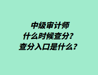 中級審計師什么時候查分？查分入口是什么？