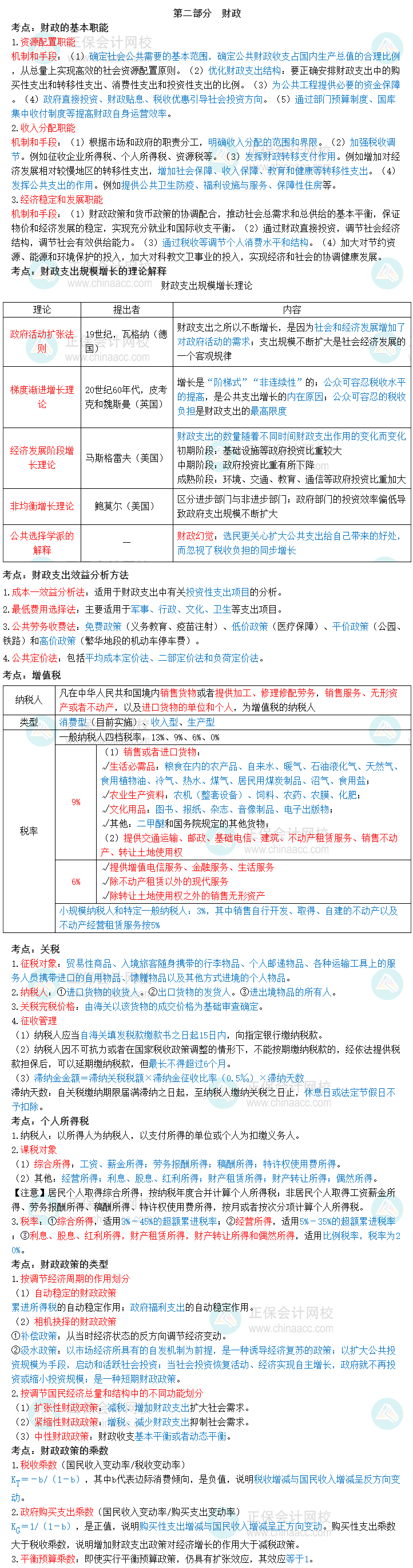 中級經(jīng)濟師《經(jīng)濟基礎知識》三色筆記第二部分