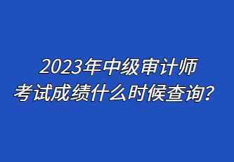 2023年中級(jí)審計(jì)師考試成績(jī)什么時(shí)候查詢(xún)？