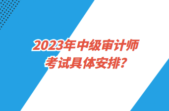 2023年中級(jí)審計(jì)師考試具體安排？