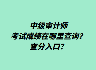 中級審計師考試成績在哪里查詢？查分入口？