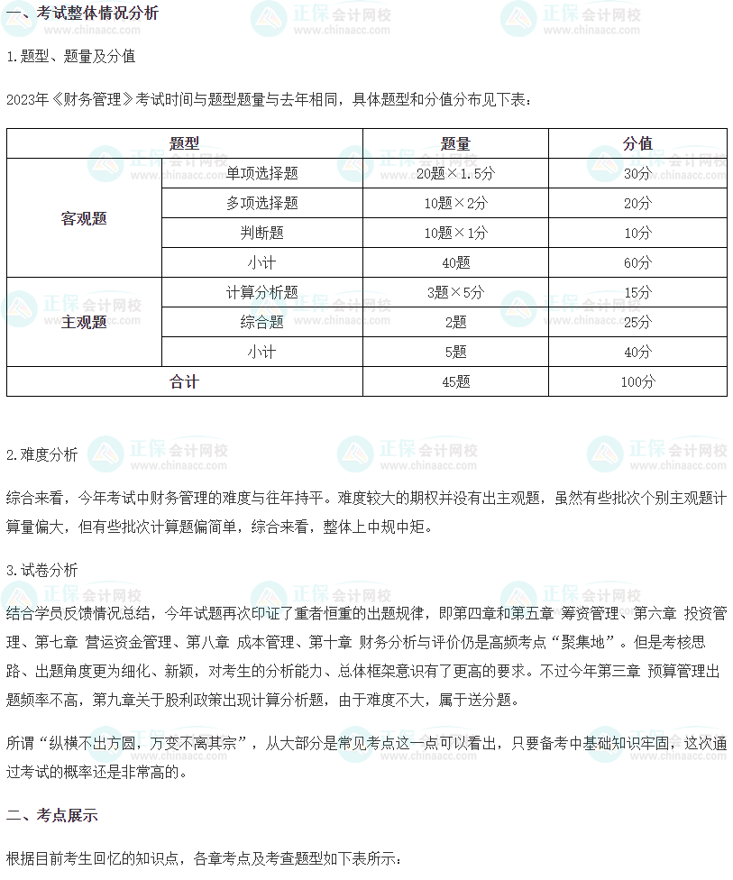 財(cái)務(wù)管理考情分析1