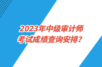 2023年中級審計師考試成績查詢安排？