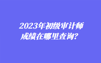 2023年初級審計師成績在哪里查詢？