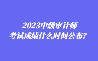 2023中級審計師考試成績什么時間公布？