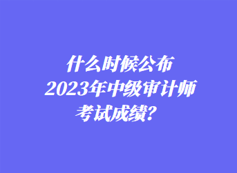 什么時(shí)候公布2023年中級審計(jì)師考試成績？