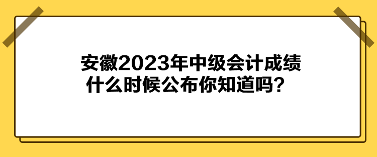 安徽2023年中級會計成績什么時候公布你知道嗎？