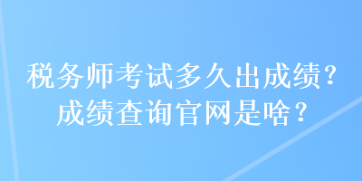 稅務(wù)師考試多久出成績(jī)？成績(jī)查詢官網(wǎng)是啥？